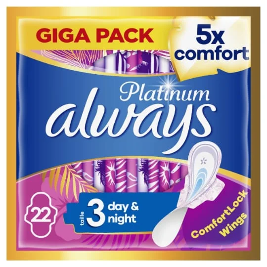 Serviette Hygiénique Avec Ailettes Platinium Day & Night Taille 3