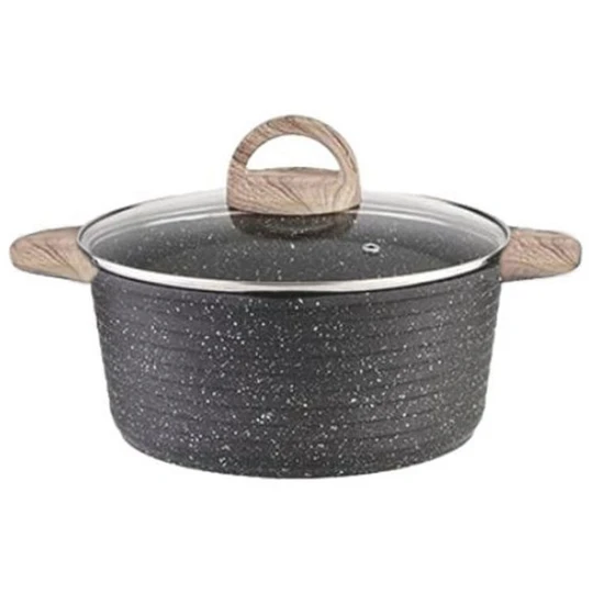 Faitout 24 cm aluminium avec couvercle tous feux dont induction effet pierre