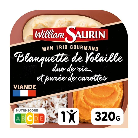 Blanquette de volaille duo de riz et purée de carottes