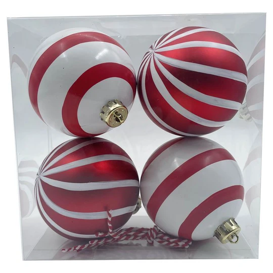 Lot de 4 boules de Noël en plastique ligne 8 cm