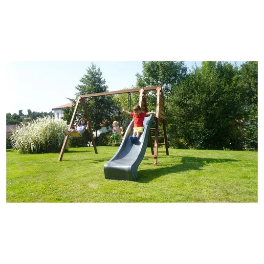 Portique balançoire avec toboggan - Bois - H2,24 m - TREFLE