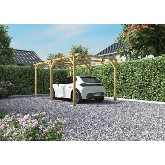 Carport toit plat - Bois traité autoclave - 15,8m² - HENRI