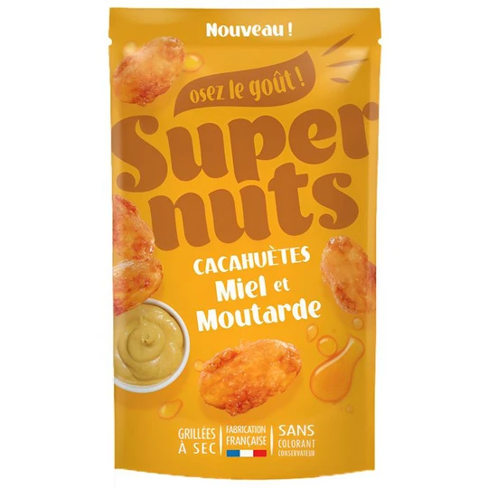 Cacahuètes miel et moutarde grillées à sec
