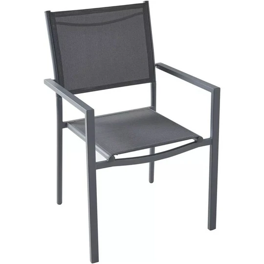 Fauteuil de jardin - Acier/textilène - Gris