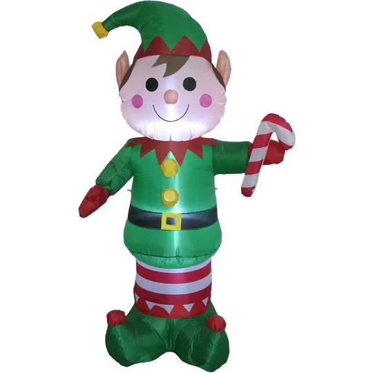 Lutin de Noël gonflable 180 cm - 2 Lumières Blanc Chaud