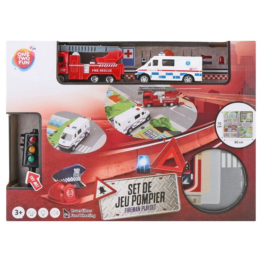 Ensemble Tapis et véhicules de pompier et ambulances