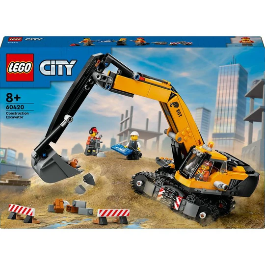 City 60420 - La Pelleteuse de Chantier Jaune, Jouet Pour Enfants Garçons et Filles dès 8 Ans, Cadeau de Fêtes ou d'Anniversaire, Minifigurines de Conducteur, Ouvrier et Architecte