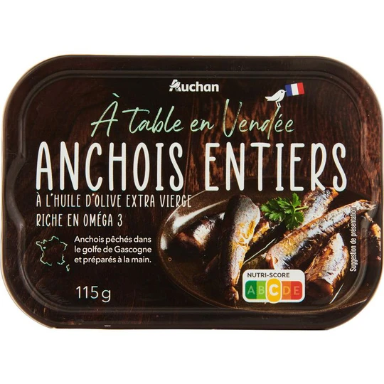 Anchois entiers à l'huile d'olive extra vierge A table en Vendée
