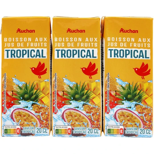 Boisson aux jus de fruits tropical en briquettes