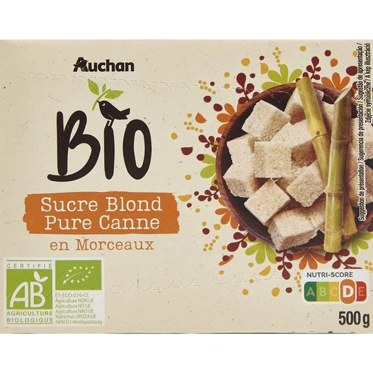 Sucre blond pure canne en morceaux