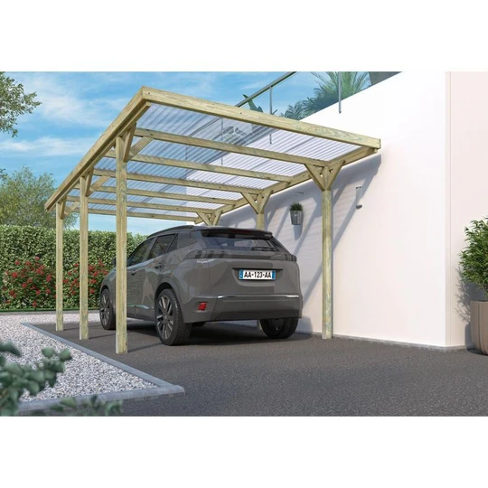 Carport toit plat - Bois traité autoclave - 15,6 m² - JEAN