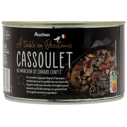 Cassoulet au manchon de canard confit cuisiné à la graisse de canard