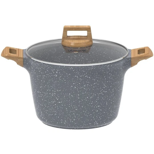 Marmite 24 cm aluminium tous feux dont induction avec couvercle en verre