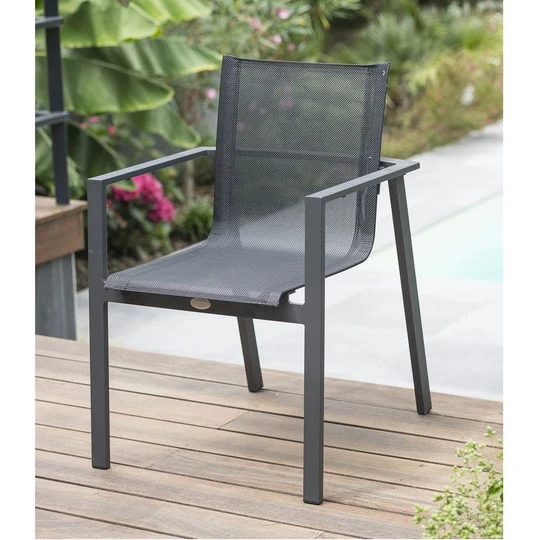 Fauteuil de jardin empilable en aluminium MIAMI - Gris anthracite