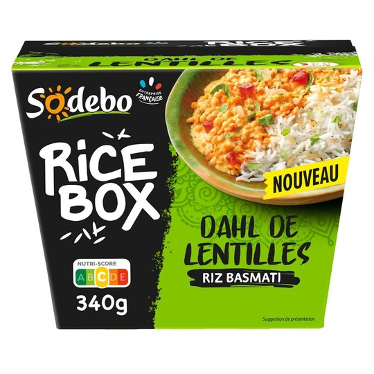 RiceBox lentilles corail riz basmati lait de coco épices