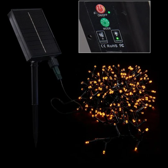 Guirlande Solaire Rechargeable 400 LED Blanc Chaud 8m