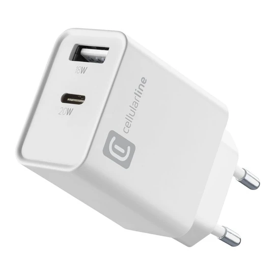 Charge maison USB C 20W+USB A 18W - Blanc