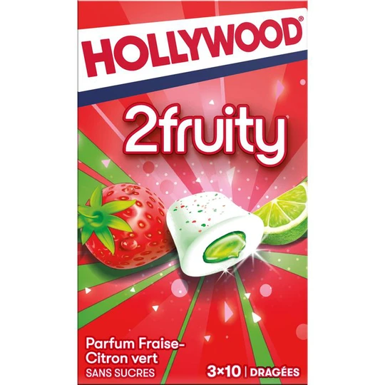 Chewing-gums 2fruity Fraise Citron vert sans sucres