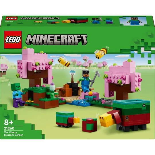 Minecraft 21260 - Le Jardin des Cerisiers en Fleurs - Minifigurines des Personnages du Jeu Vidéo Sunny, un Renifleur, un Zombie et des Abeilles
