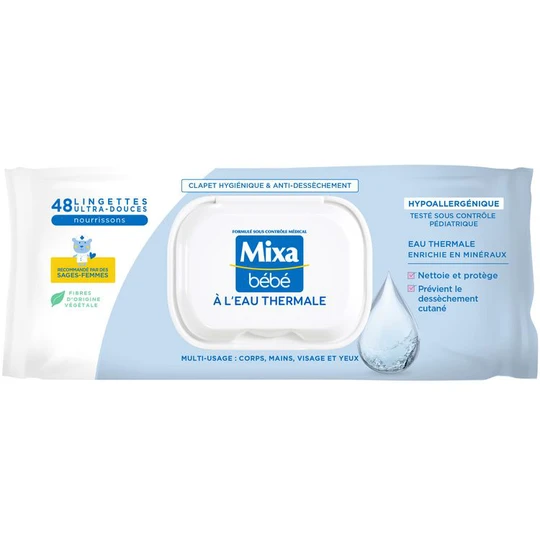 Lingettes ultra-douces à l'eau thermale