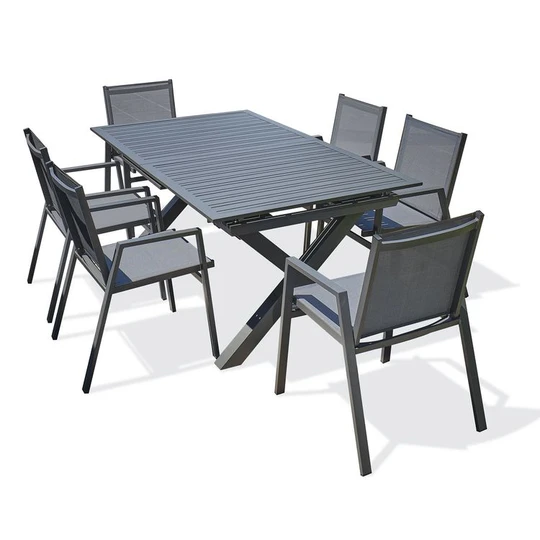 Salon de jardin - 6 places - Aluminium - Anthracite - FLORIDE