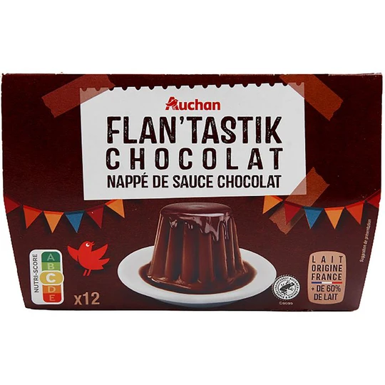 Flan au chocolat nappé de sauce chocolat
