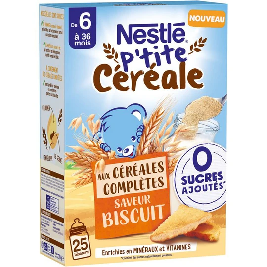 P'tite céréale aux céréales complètes saveur biscuit sans sucres ajoutés dès 6 mois