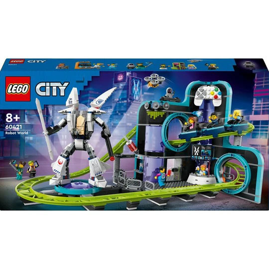 City 60421 - Le Parc d'Attractions de Robot World, Jouet d'Aventure, Jeux de Fête Foraine Enfant, Pour les Garçons et les Filles à Partir de 8 Ans, Cadeau Créatif Anniversaire