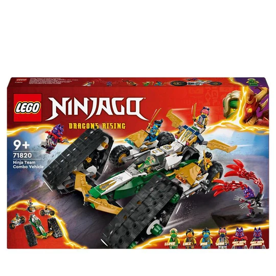 Ninjago 71820 - Le Véhicule Combiné de l'Équipe des Ninjas - Jouet 4-en-1 Pour Enfants dès 9 Ans - Planeur, Bolide Tout-terrain et 2 Motos - 6 Minifigurines