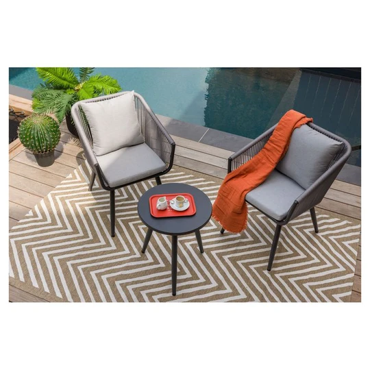 Salon bas de jardin - 2 places - Aluminium - Gris - AMORGOS