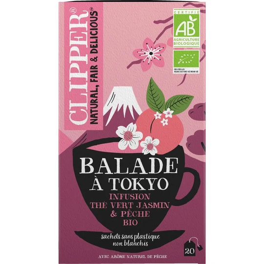 Infusion bio balade à Tokyo thé vert jasmin et pêche