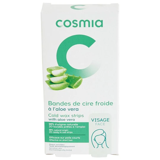 Bandes de cire froide à l'aloe vera visage pour peaux sensibles