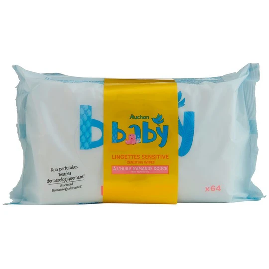 Lingettes sensitive au lait d'amande douce lot de 3