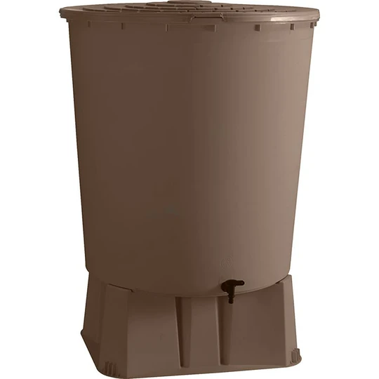 Récupérateur d'eau avec socle Taupe - 350L - ECOBASIC