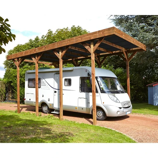 Carport Camping Car - Bois traité autoclave - Toit plat - 32,40m² - MADEIRA