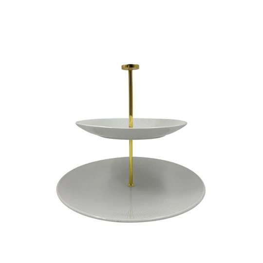 Support à gâteau 2 niveaux porcelaine 27/20cm - Ivoire