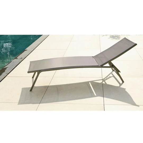 Bain de soleil multi-positions - Textilène et acier -  gris