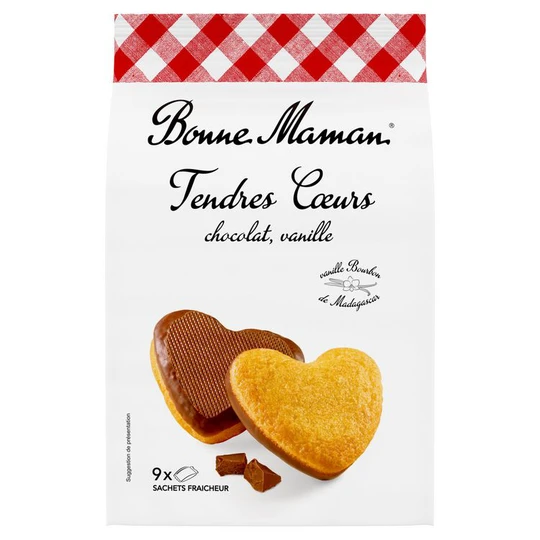Tendres Cœurs Gâteaux nappés au chocolat au lait sachets individuels