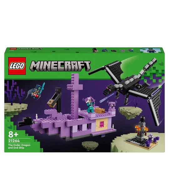 Minecraft 21264 - Le Dragon et le Navire de l'Ender - Jeu d'Aventure et d'Exploration - Set Inspiré des Jeux Vidéo - Jouet d'Explorateur