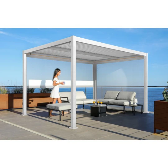 Pergola bioclimatique en aluminium 4x3 M BOULEAU - Blanc cérusé