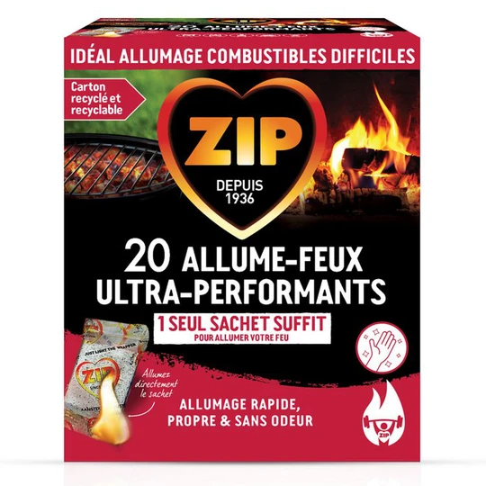 Sachets allume-feux ultra-performants allumage rapide sans odeur