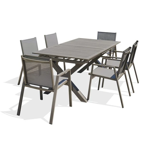 Salon de jardin - 6 places - Aluminium - Quartz - FLORIDE