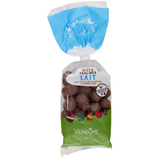 Oeufs pralinés chocolat au lait et aux éclats de noisettes caramélisées