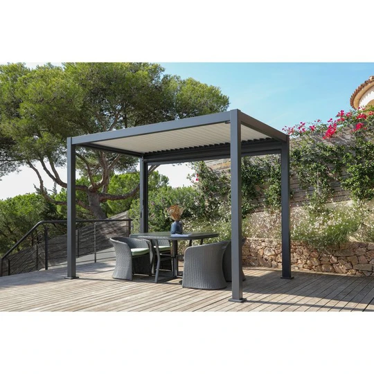 Pergola bioclimatique en aluminium 3x2M LAVANDE - Gris Anthracite