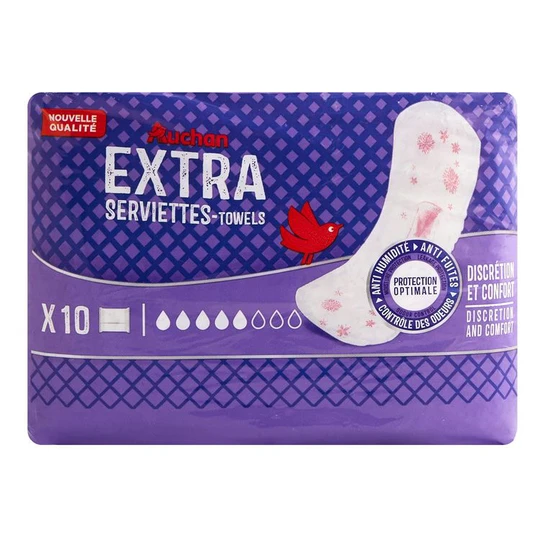 Serviettes hygiéniques extra sans ailettes