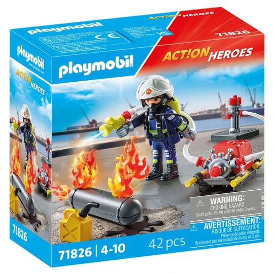 71826 Action Hero - Pompier, Pompe à eau et réservoir enflammé
