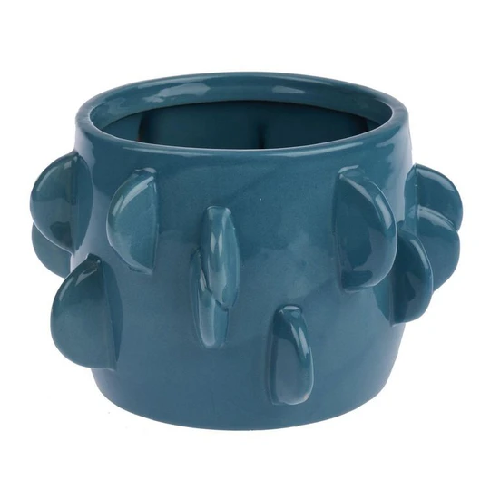 Cache pot en grès D16.5 cm - Bleu