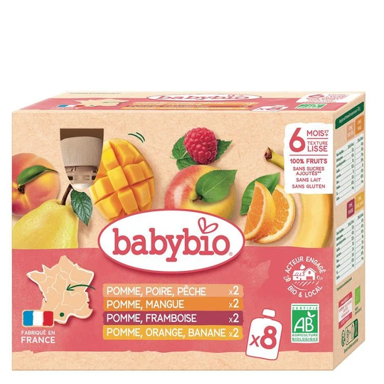 Compote pommes framboises bio dès 6 mois