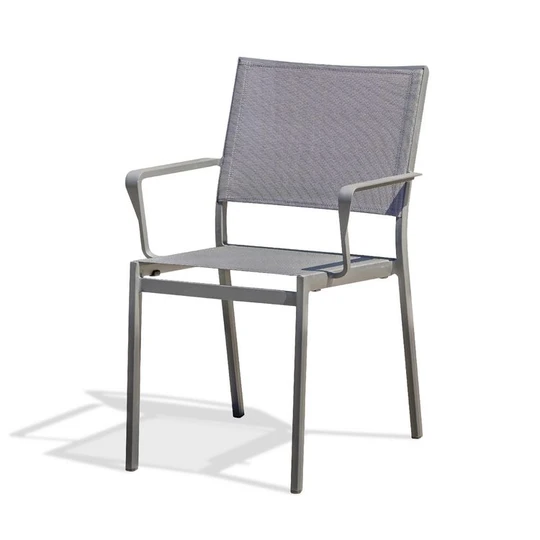 Fauteuil de jardin empilable - Textilène et aluminium - Gris Anthracite - STOCKHOLM