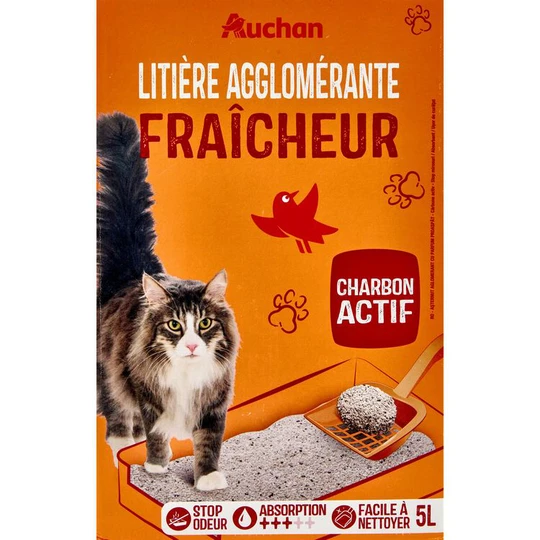 Litière agglomérante fraîcheur au charbon actif